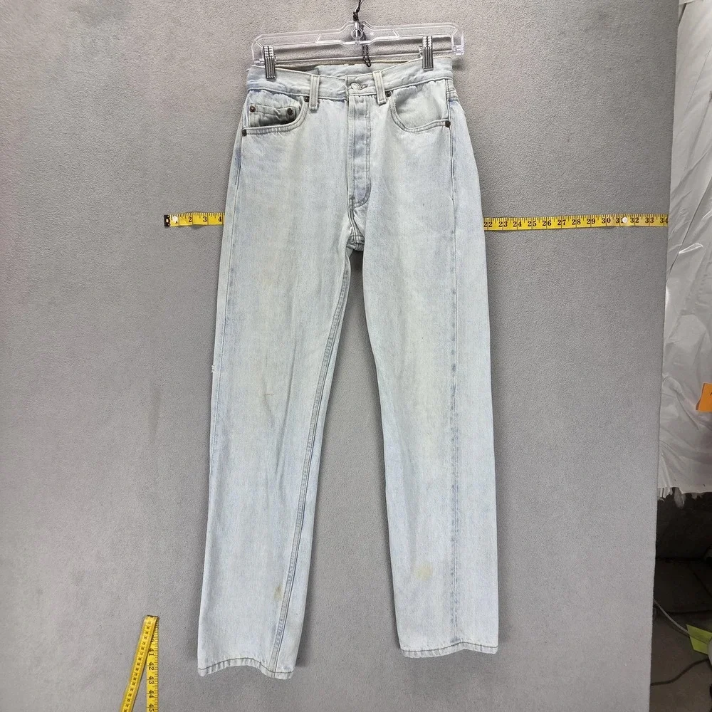 Vintage Levis 501 Jeans Mens Light Wash Straight Button Fly Made USA Fits 26x30